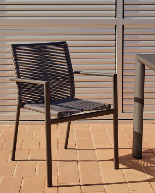 Chaise empilable d’extérieur Culip en corde et aluminium gris