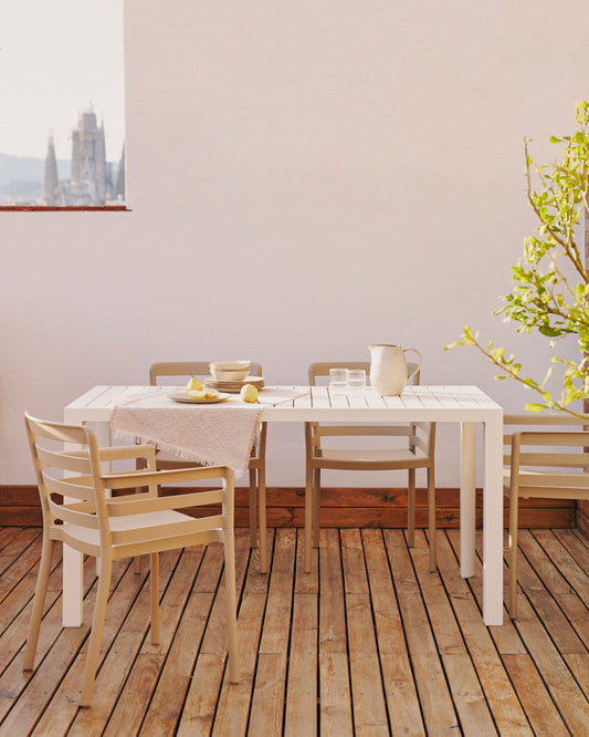 Table de jardin Culip en aluminium finition blanche 150 x 77 cm