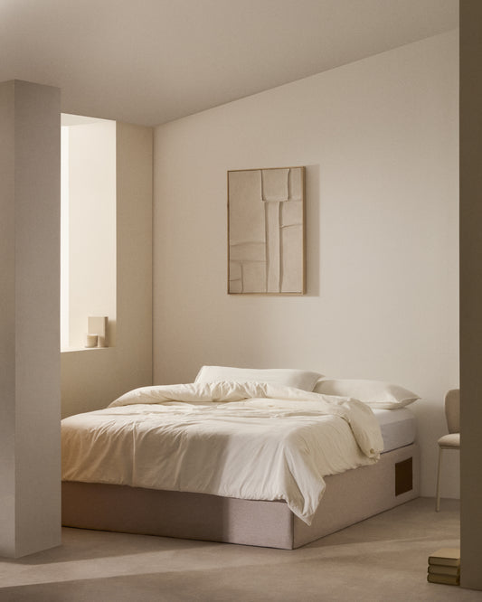 Sommier coffre Matters beige pour matelas de 160 x 200 cm