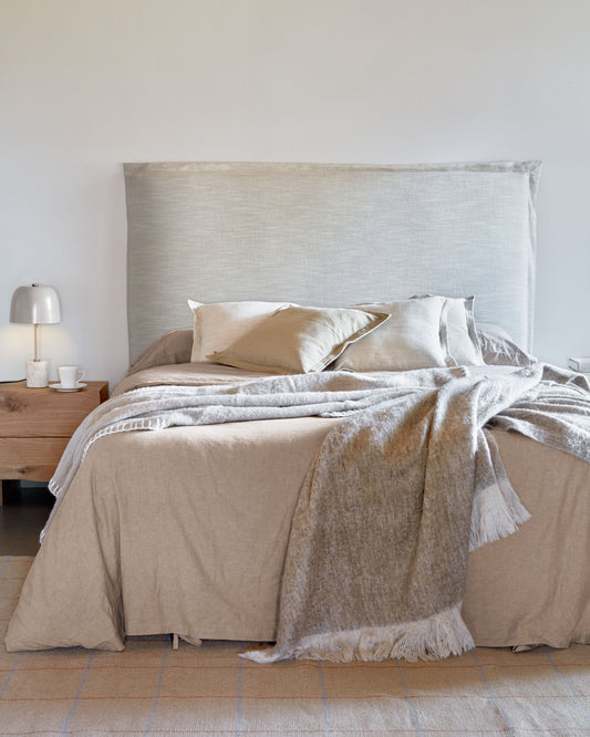 Tête de lit déhoussable Tanit en lin blanc pour lit jusqu’à 160 cm