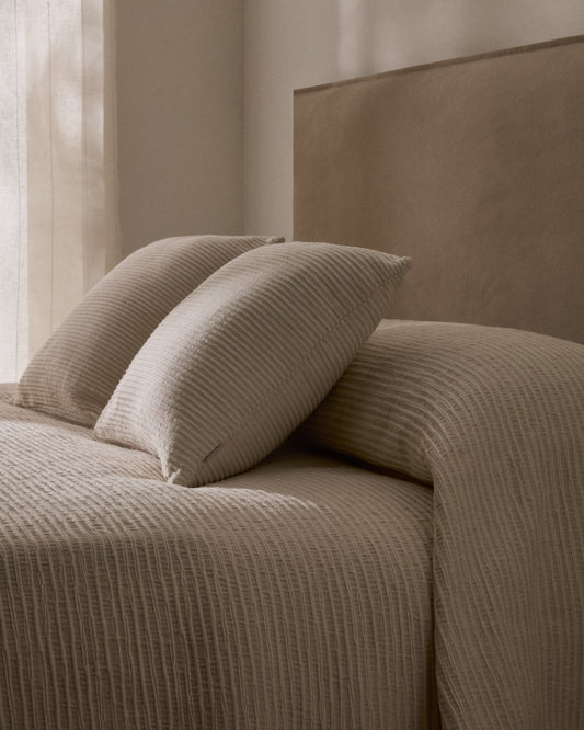 Couvre-lit Vindi 100 % coton écru avec rayures fantaisie pour lit de 90/135 cm
