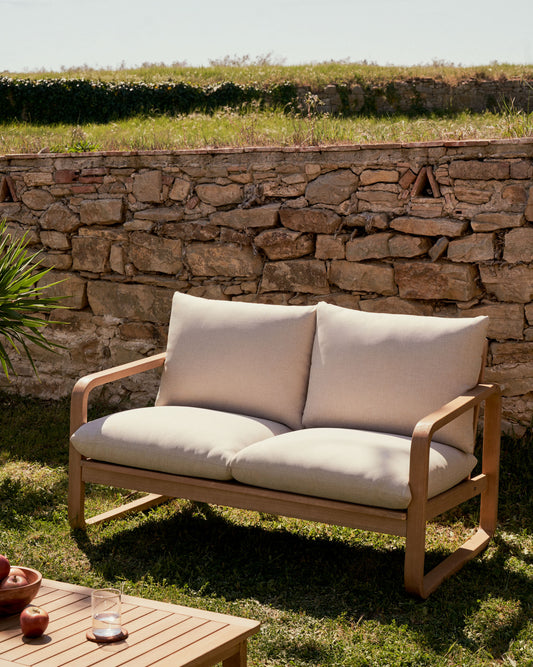Canapé Sacaleta 2 places en bois d'eucalyptus 142 cm