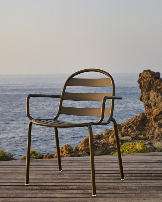 Chaise empilable d’extérieur Joncols en aluminium avec finition peinte grise