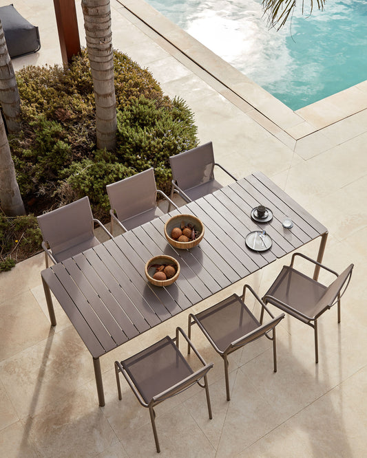 Table de jardin extensible Zaltana en aluminium marron mat 180 (240) x 100 cm