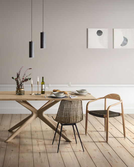 Table Armande en contreplaqué de chêne avec finition blanchie 200 x 100 cm