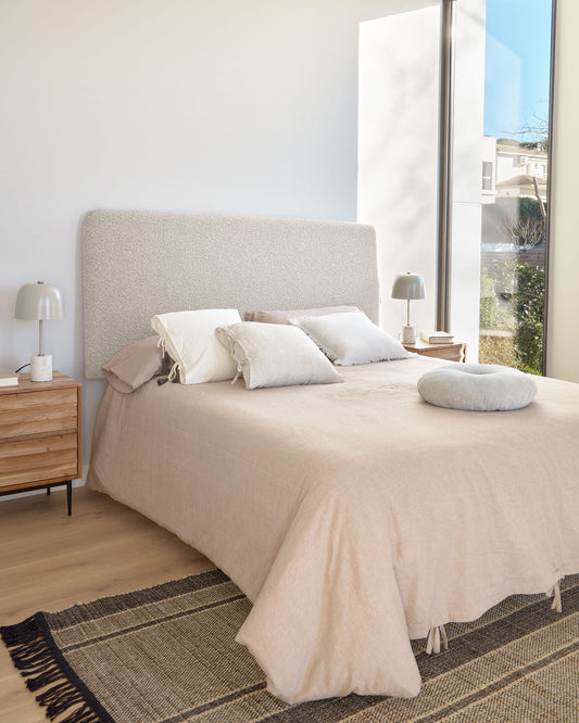 Tête de lit Dyla déhoussable en bouclette blanche pour lit jusqu’à 160 cm FSC Mix Credit