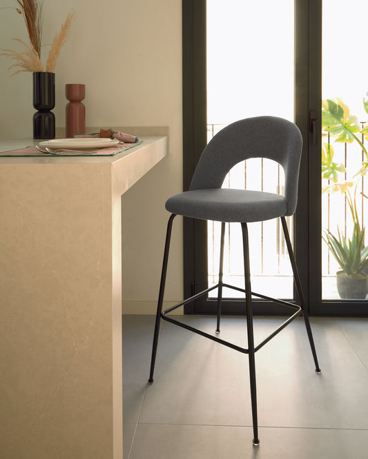 Tabouret Mahalia gris foncé hauteur 63 cm FSC 100%