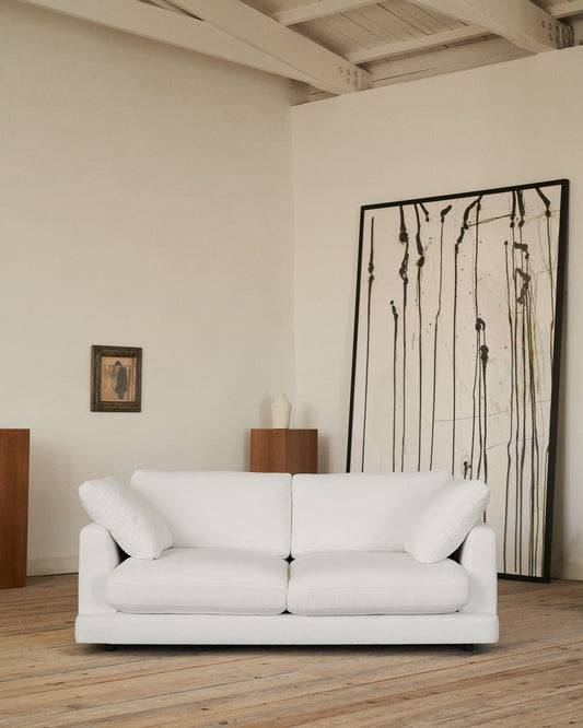 Canapé Gala 3 places en chenille blanche 210 cm – Certifié FSC Mix Credit