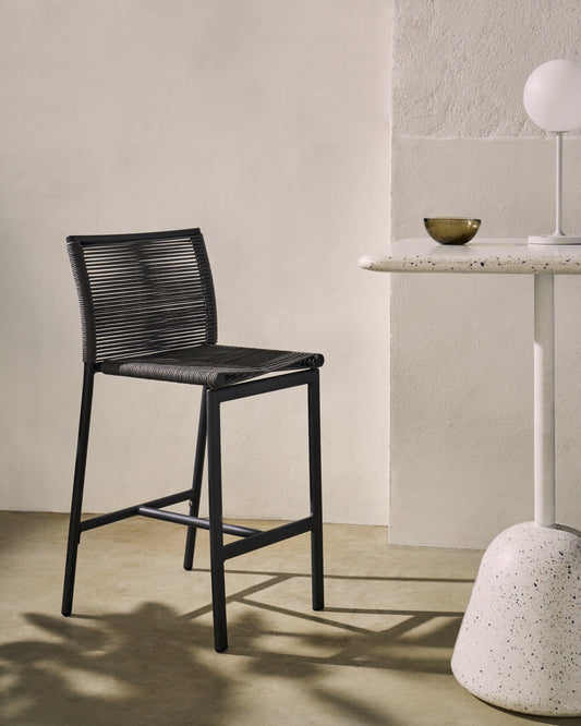 Tabouret d'extérieur Culip en corde et aluminium gris 65 cm