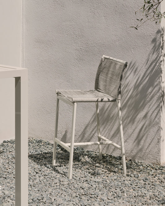 Tabouret d'extérieur Culip en corde et aluminium blanc 65 cm