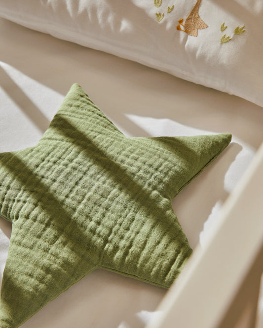 Coussin étoile Laily en coton 100 % vert 30 x 30 cm