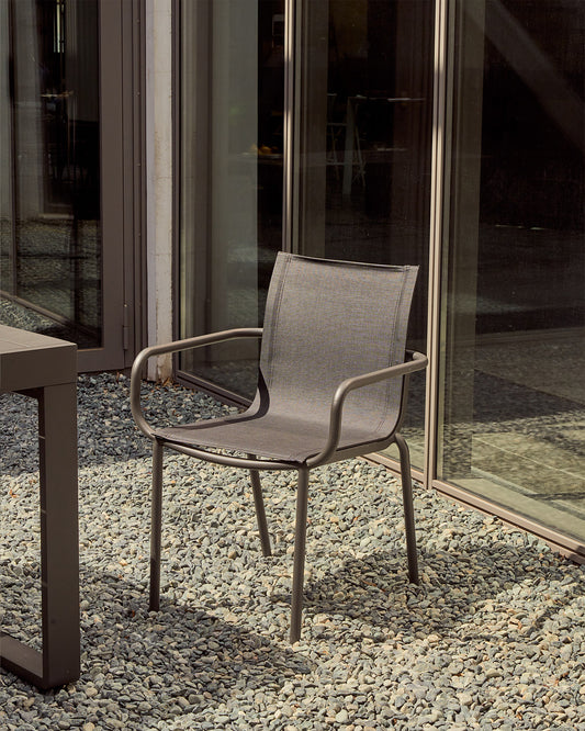 Chaise empilable d’extérieur Galdana en aluminium finition peinte gris foncé