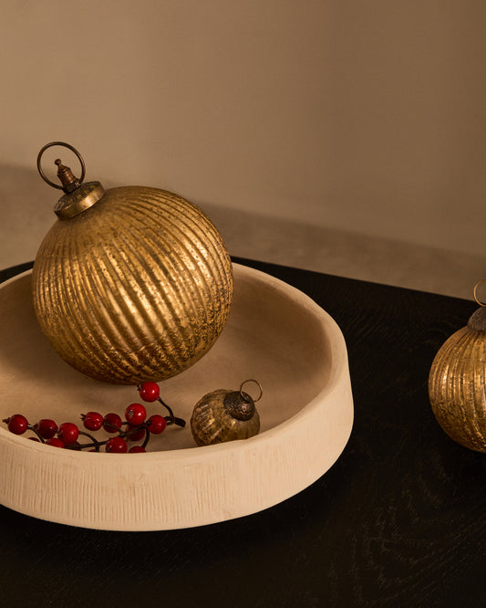 Set de 2 boules de Noël moyennes Elur en verre recyclé doré Ø 10 cm