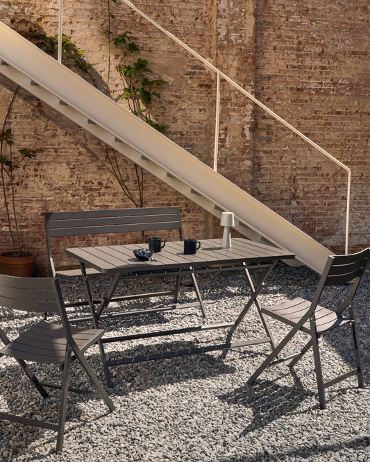 Table pliante d'extérieur Torreta en aluminium, finition gris foncé 140 x 70 cm
