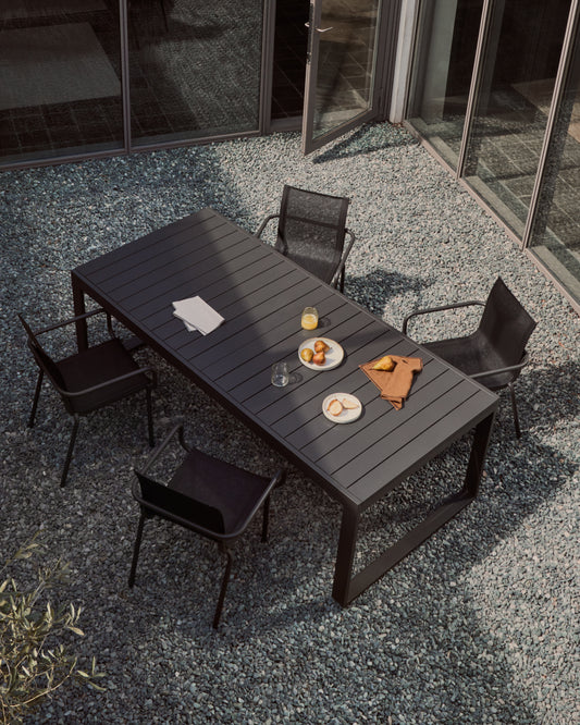 Table extensible d'extérieur Galdana en aluminium, finition gris foncé 220 (340) x 100 cm