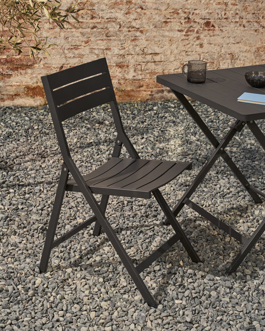 Chaise pliante d'extérieur Torreta en aluminium avec finition gris foncé
