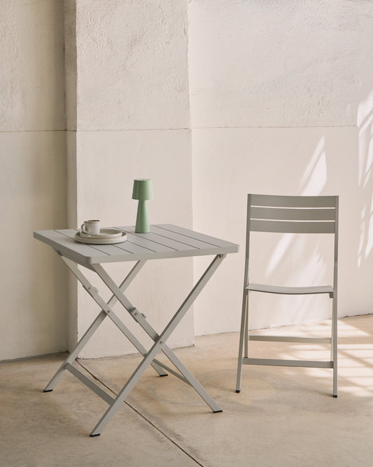 Table pliante d'extérieur Torreta en aluminium, finition gris clair 70 x 70 cm