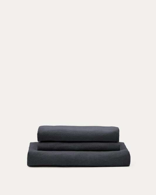 Housse pour fauteuil Nora en lin et coton gris anthracite 92 cm