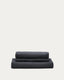 Housse pour fauteuil Nora en lin et coton gris anthracite 92 cm