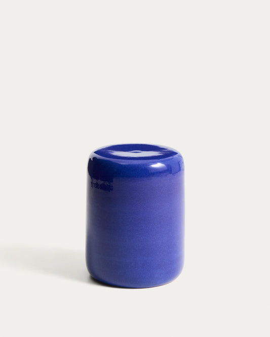 Table auxiliaire d’extérieur Mesquida en céramique avec finition bleue dépolie Ø 35 cm