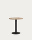 Table ronde Esilda mélamine finition naturelle et pied en métal avec finition peinte noire Ø70x70 cm