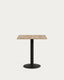 Table Esilda mélamine finition naturelle avec pied en métal et finition peinte noire  70x70x70 cm