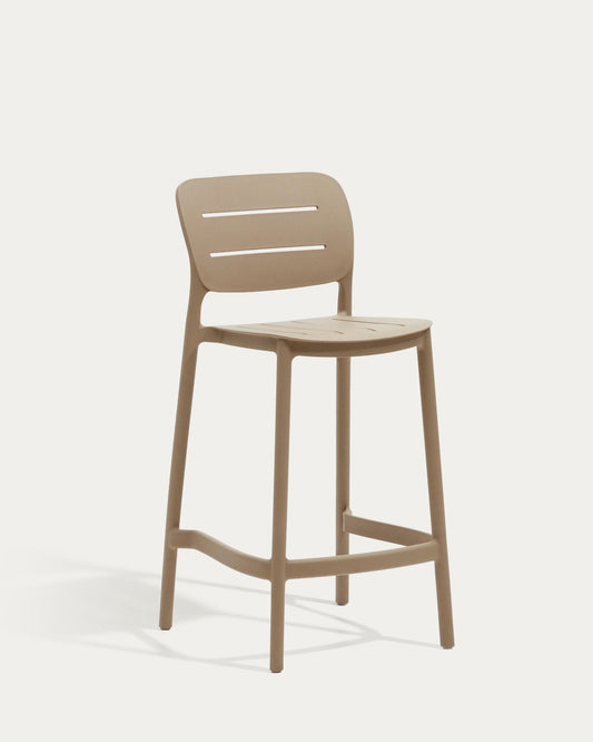 Tabouret d'extérieur Morella en plastique beige hauteur 65 cm