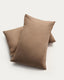Ensemble Simmel de 2 taies d’oreiller en mélange de lin marron 50 x 70 cm
