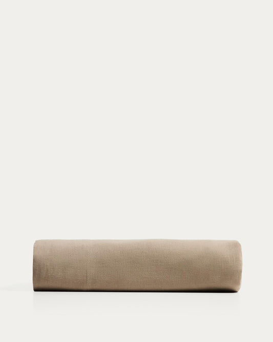 Drap Simmel en mélange de lin marron pour lit de 180 cm