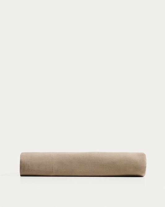 Drap Simmel en mélange de lin marron pour lit de 90 cm