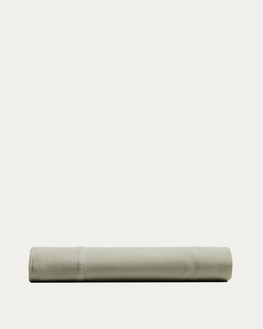 Drap Sirale 100 % satin de coton fini lavé vert pour lit de 90 cm