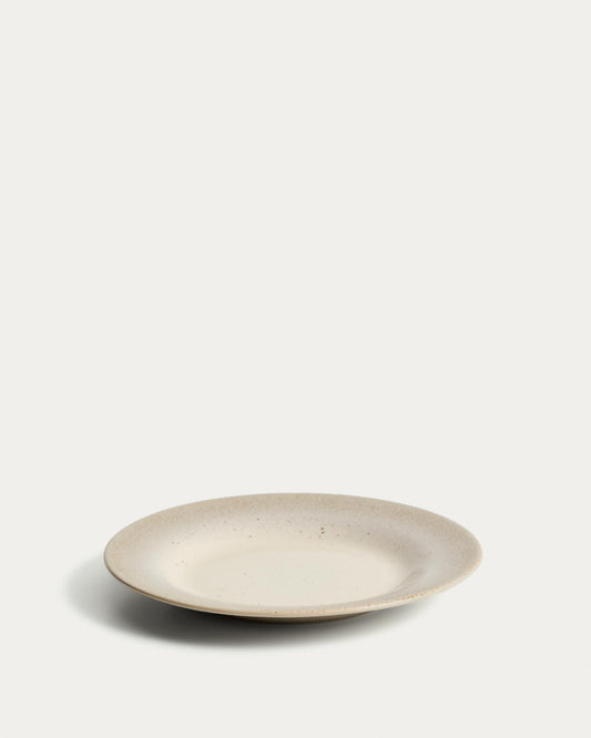 Assiette à dessert Sarel en céramique beige