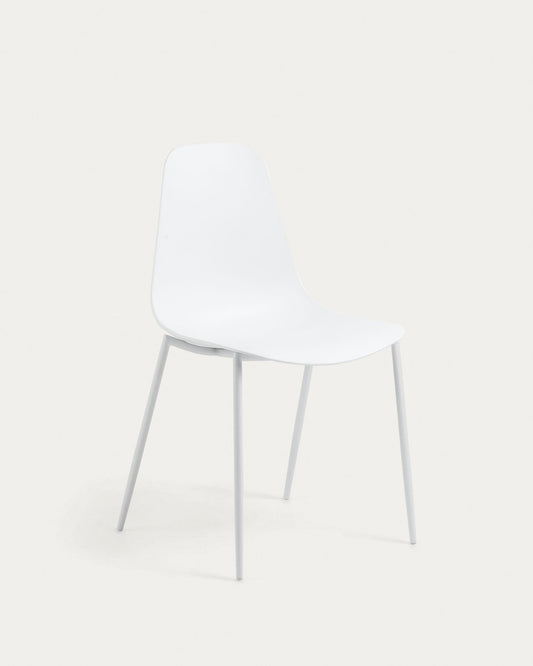 Chaise Whatts avec pieds en acier finition blanche