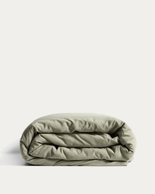 Housse de couette Sirale 100 % satin de coton fini lavé vert pour lit de 150/160 cm
