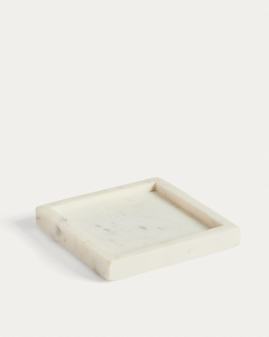 Plateau Serela en marbre blanc 18 x 18 cm