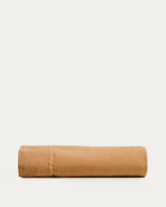 Drap Sirale 100 % satin de coton fini lavé coloris cuivre pour lit de 180 cm