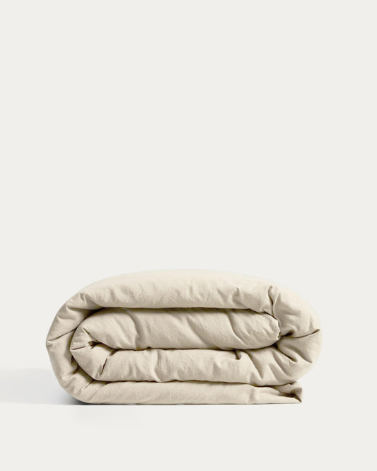 Housse de couette Simmel en mélange de lin écru pour lit de 180 cm