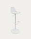 Tabouret Orlando - T en polyuréthane blanc et acier blanc mat 60-82 cm