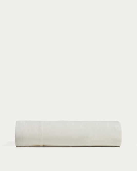 Drap Sirale 100 % satin de coton fini lavé blanc pour lit de 150/160 cm