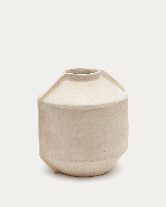 Vase Meja en papier mâché beige 47 cm