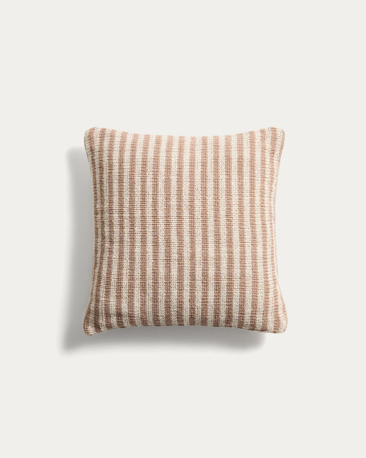 Housse de coussin Dirome 100 % PET rayures beiges 45 x 45 cm