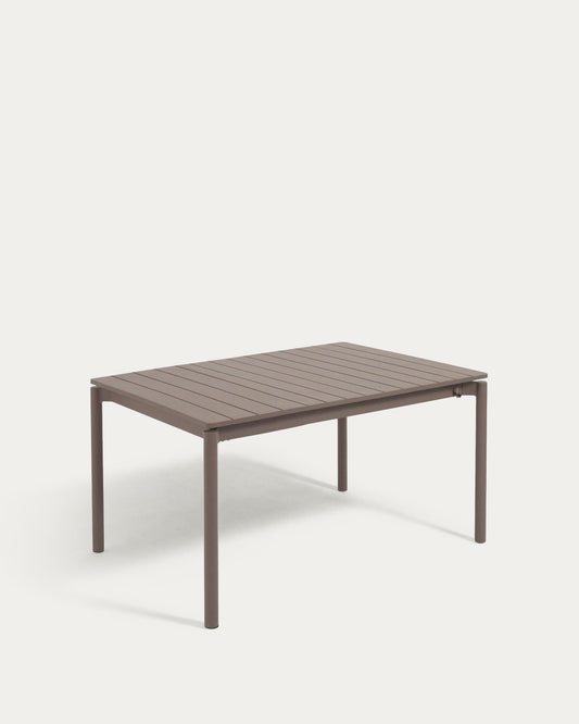 Table de jardin extensible Zaltana en aluminium marron mat 140 (200) x 90 cm