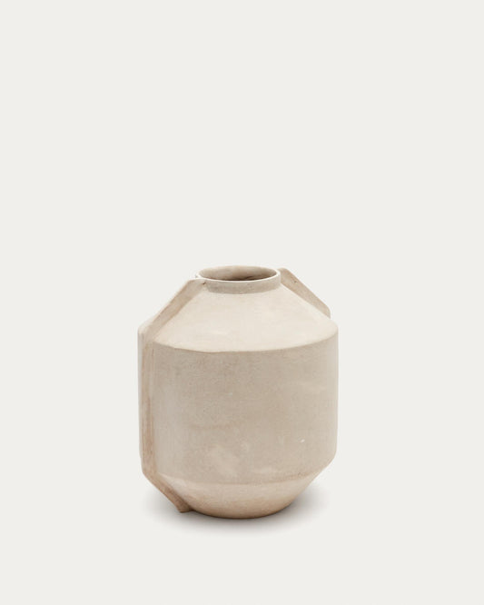 Vase Meja en papier mâché beige 38 cm
