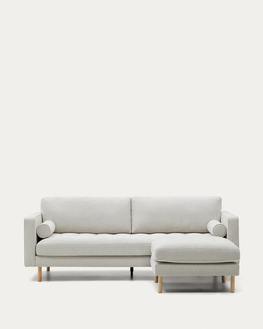 Canapé Debra 3 places et repose-pied en chenille perle pieds finition naturelle 222 cm FSC Mix Credit