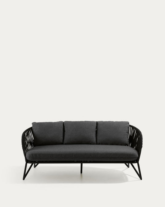 Canapé Branzie 3 places en corde noire 180 cm