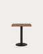 Table Esilda mélamine finition noyer avec pied en métal et finition peinte noire  70 x 70 x 70 cm