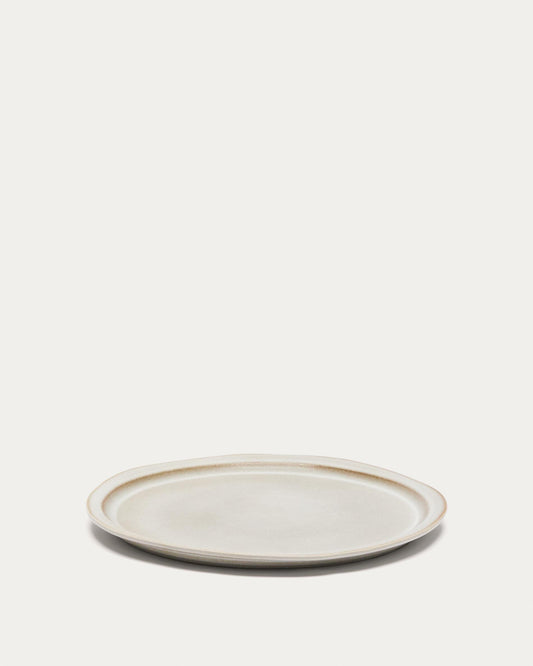 Assiette plate Coval en céramique blanche