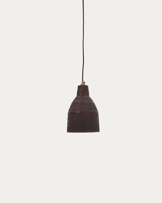 Plafonnier de forme allongée Amire en bois finition marron Ø 15 cm