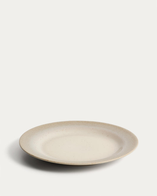 Assiette plate Sarel en céramique beige