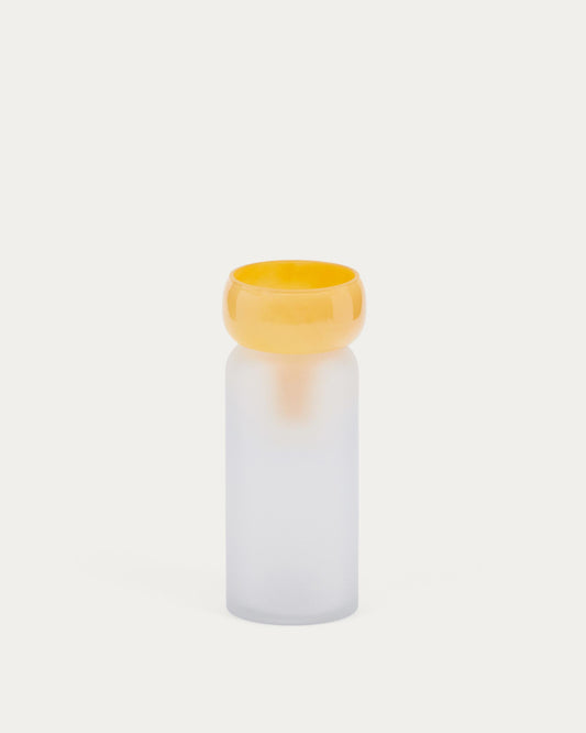 Vase Kelse en verre transparent et orange 30,5 cm